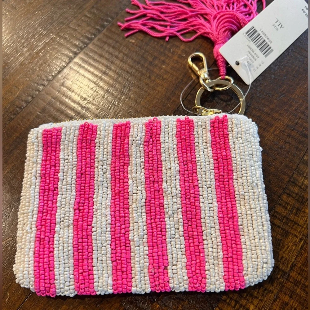 NWOT Anthropologie The Fiona Beaded Coin Purse/Key Ring-Watermelon